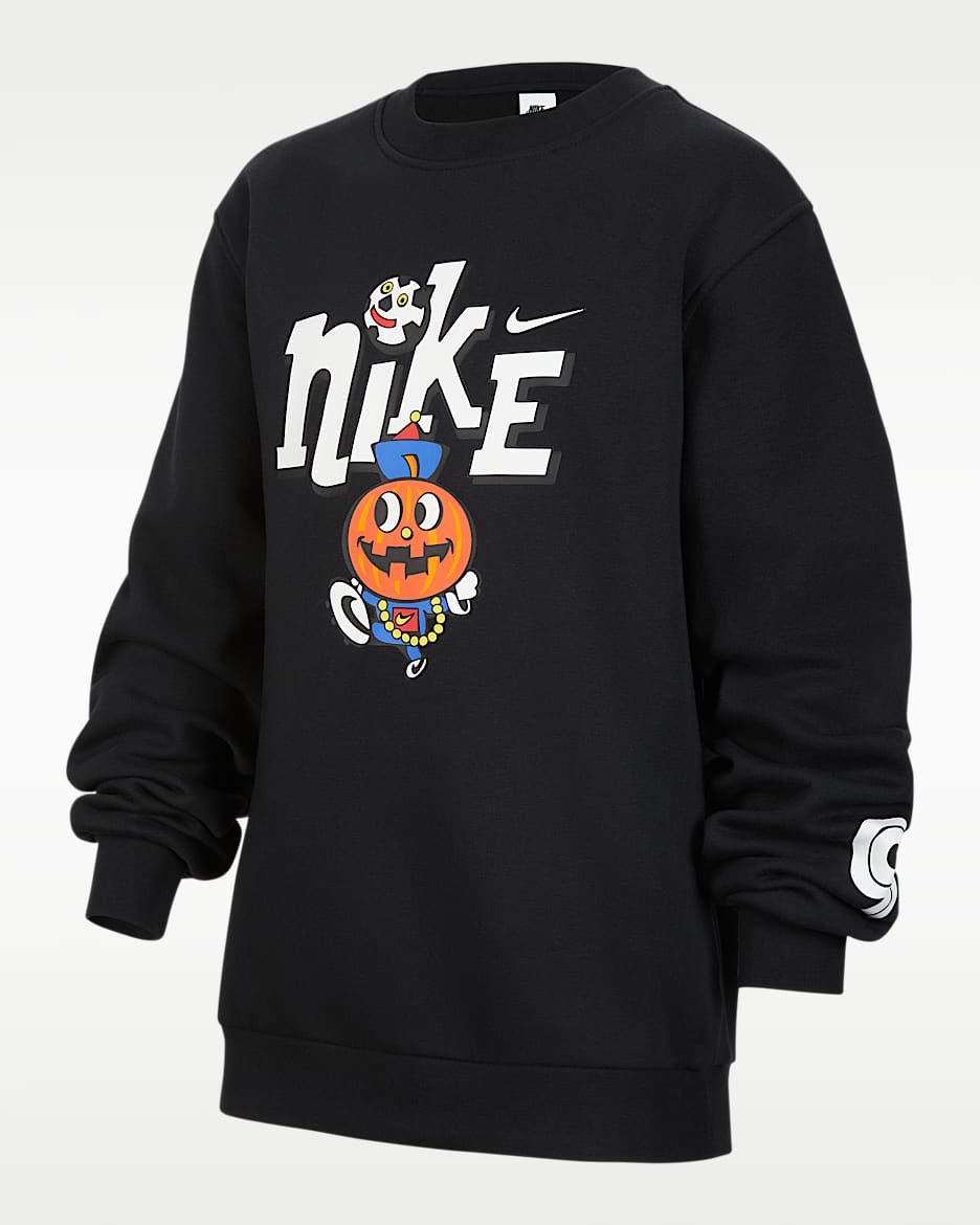 Nike Sportswear Club Fleece 大童加绒圆领运动衫 - 黑