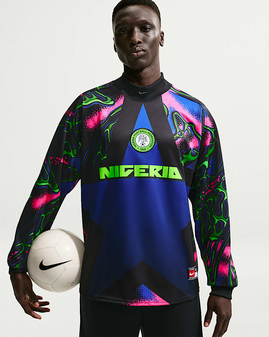 尼日利亚队 Hollywood Keeper Nike 男子长袖足球T恤 - 黑/透明粉/白色
