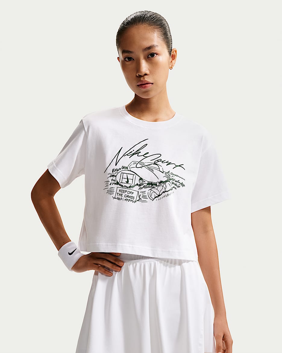 Nike 女子短款网球T恤 - 白色