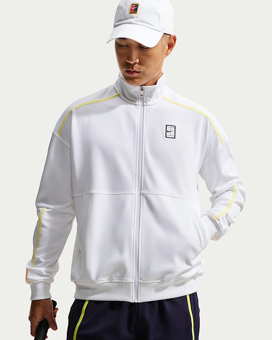 NikeCourt Heritage 男子薄绒网球夹克 - 白色/白色/明亮绿