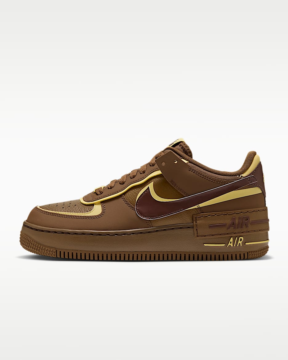 Nike Air Force 1 Shadow 女子空军一号运动鞋 - 苔木棕色/苔木棕色/柔黄/浅巧克力色