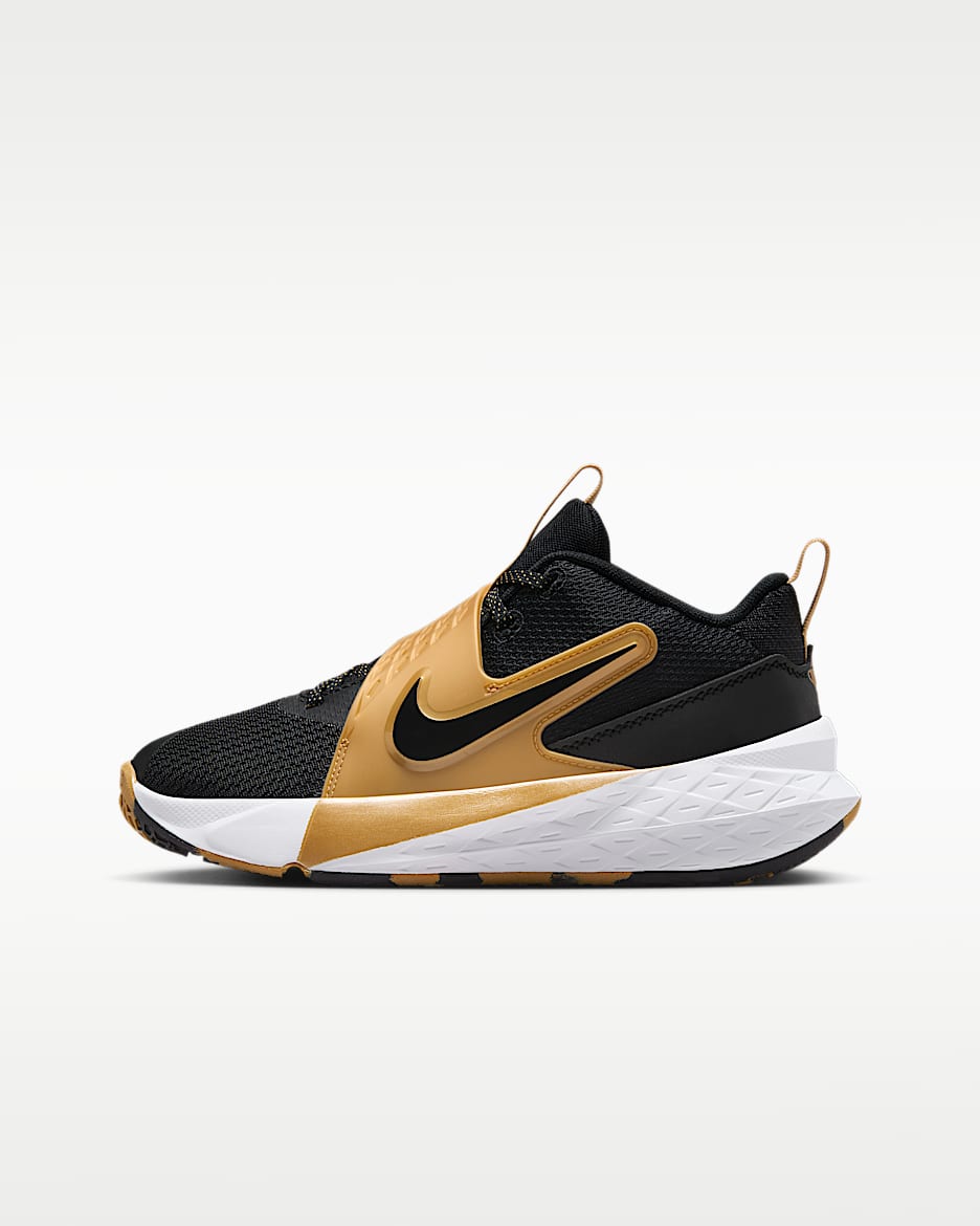 Nike Team Hustle D 12 大童篮球鞋 - 黑/金属色/白色/黑