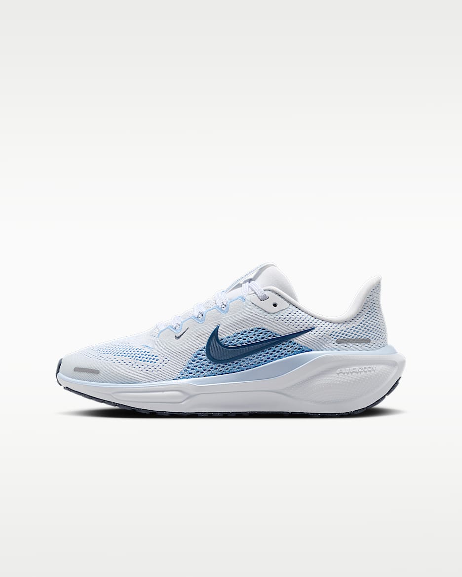 Nike Pegasus 41 耐克小飞马大童公路跑步鞋 - 白色/铝蓝/足球灰/芬蓝