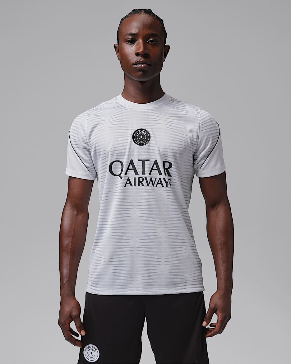 巴黎圣日耳曼足球俱乐部 Strike 第三球衣 Jordan Dri-FIT 男子速干短袖足球上衣 - 白色/夜森林绿/白色/夜森林绿