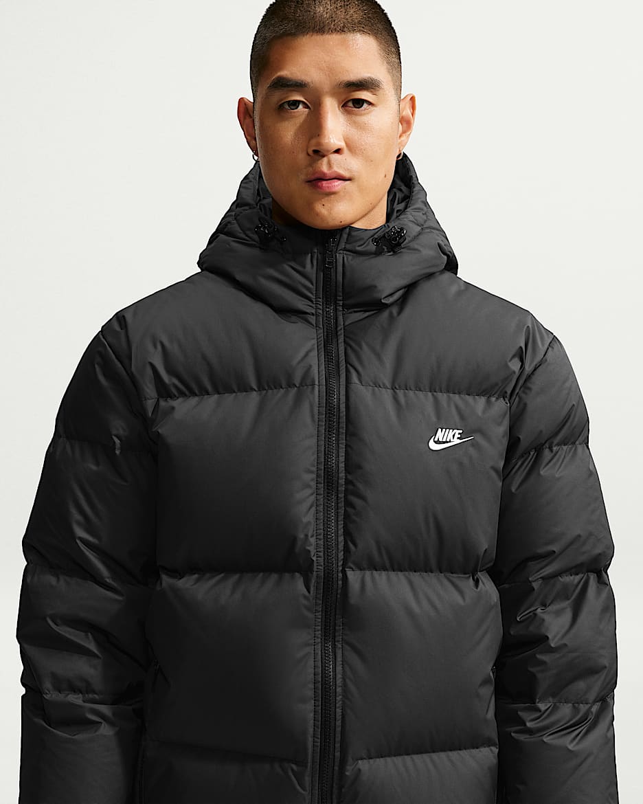 Nike Club Therma-FIT 男子拒水宽松羽绒夹克 - 黑/白色