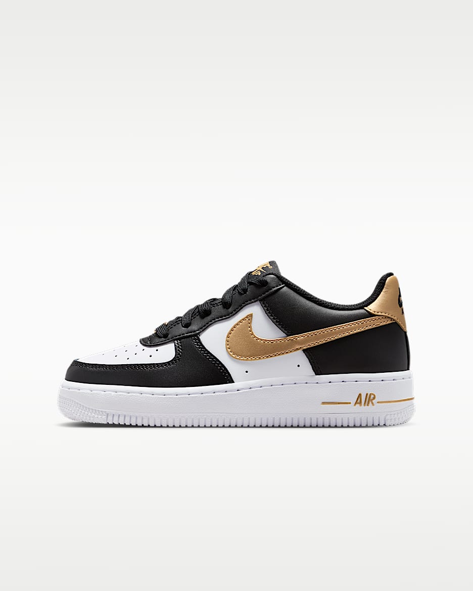 Nike Air Force 1 大童空军一号运动鞋 - 黑/黑/白色/金属色