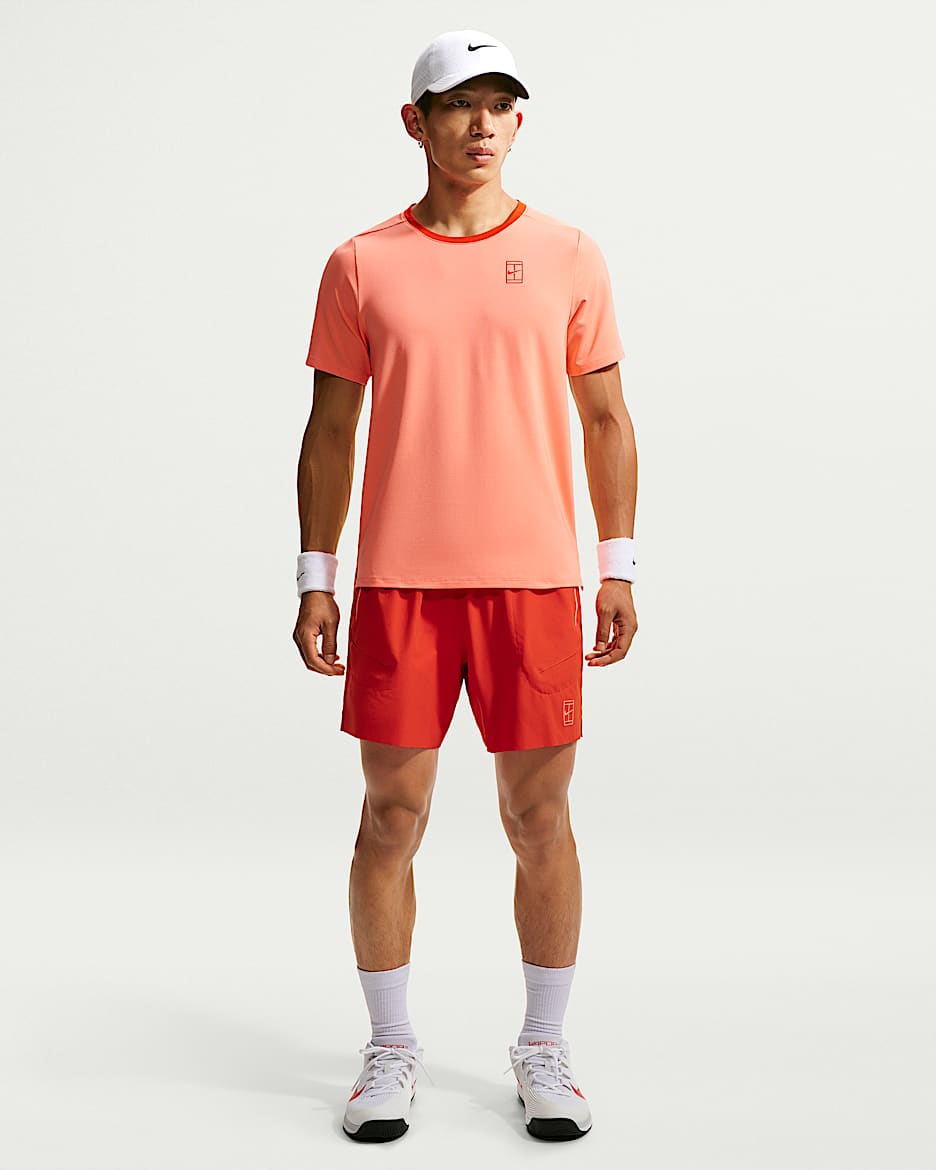 NikeCourt Advantage Dri-FIT 男子速干网球短裤 - 热情红/原子粉/原子粉