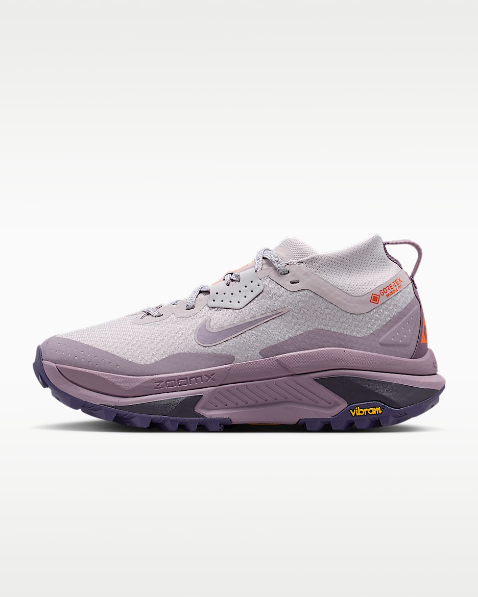 Nike ACG Zegama Trail GORE-TEX 女子防水越野跑步鞋 - 银紫/王朝紫/安全橙/尘紫