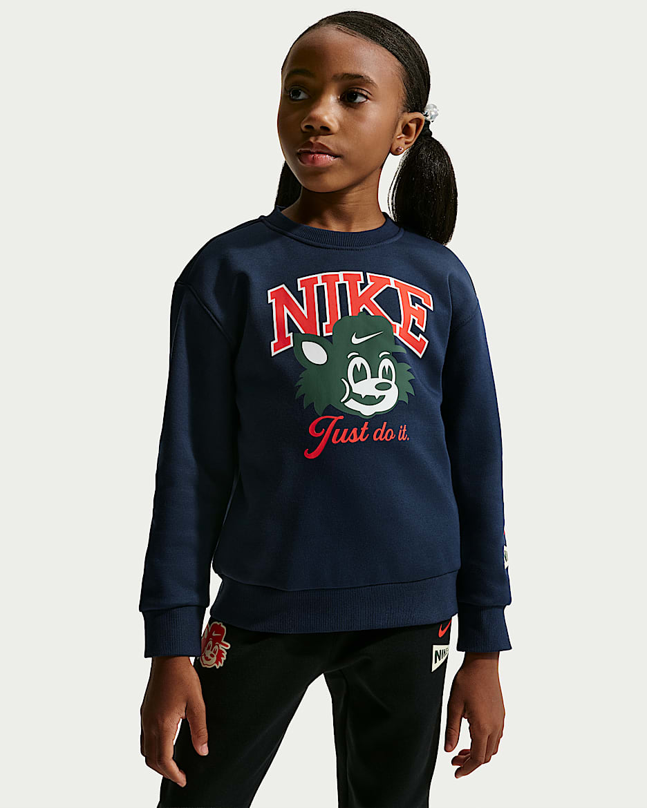 Nike 幼童柔软加绒圆领上衣 - 深藏青