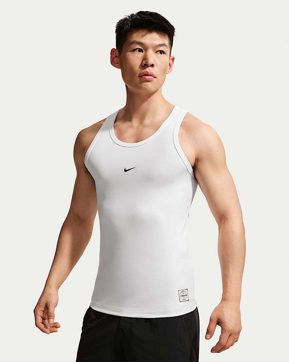 Nike N.A.C. 男子速干训练背心 - 白色/黑