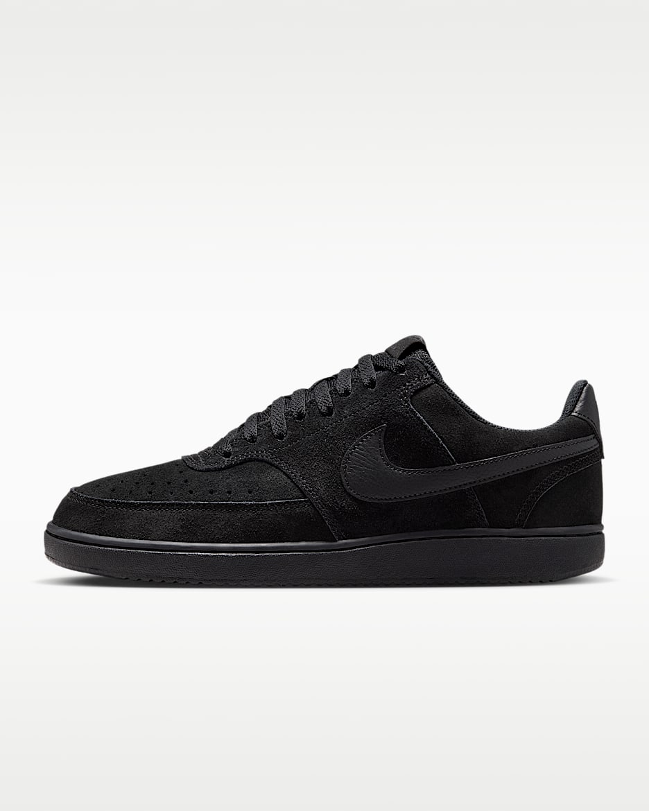 Nike Court Vision Low Suede Premium 男子运动鞋 - 黑/暗烟灰/黑