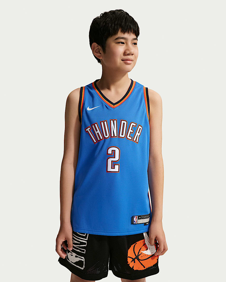 俄克拉荷马城雷霆队 Icon Edition Nike NBA Swingman Jersey 大童（男孩）速干球衣 - 信号蓝