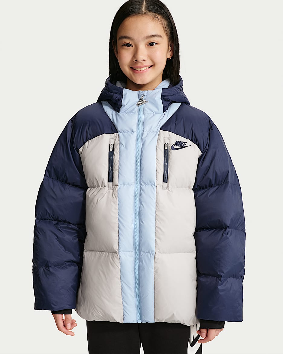 Nike 大童撞色户外羽绒夹克 - 深藏青