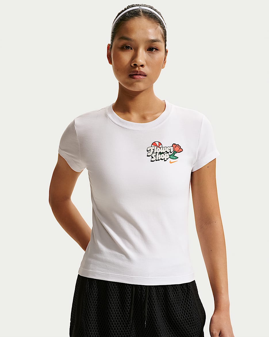 Nike 女子短袖印花篮球T恤 - 白色
