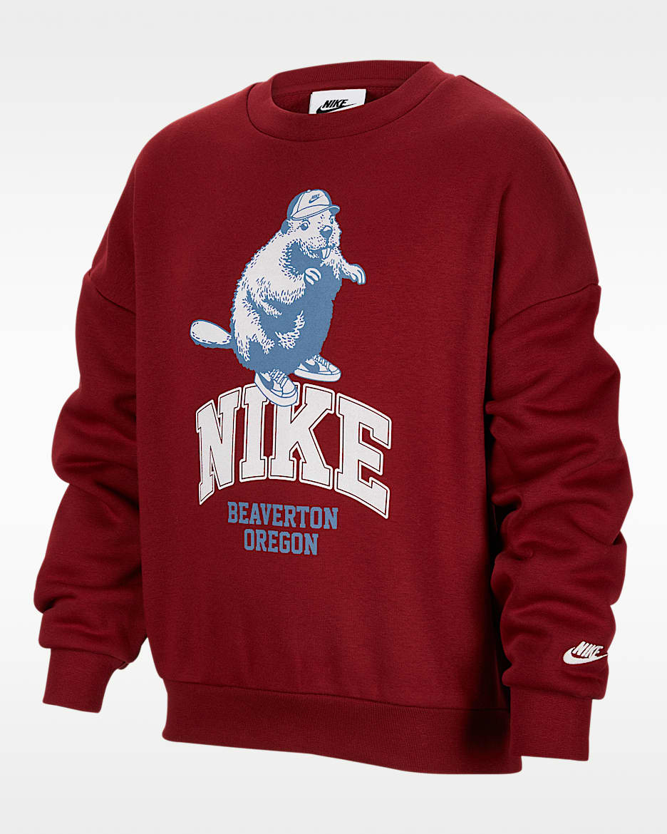 Nike Sportswear Icon 大童加绒圆领运动衫 - 队红