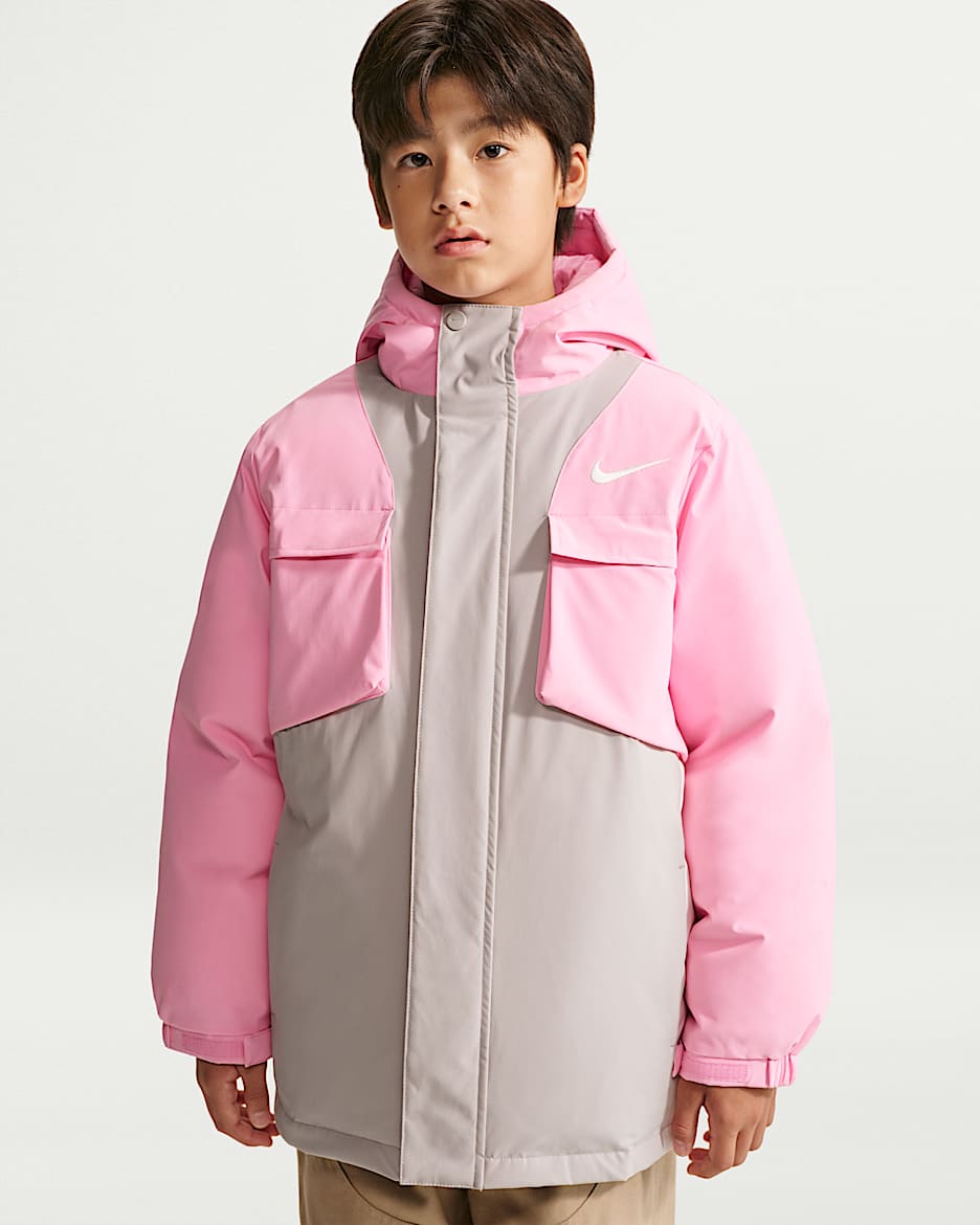 Nike 大童中长款拒水保暖夹克 - 上升粉