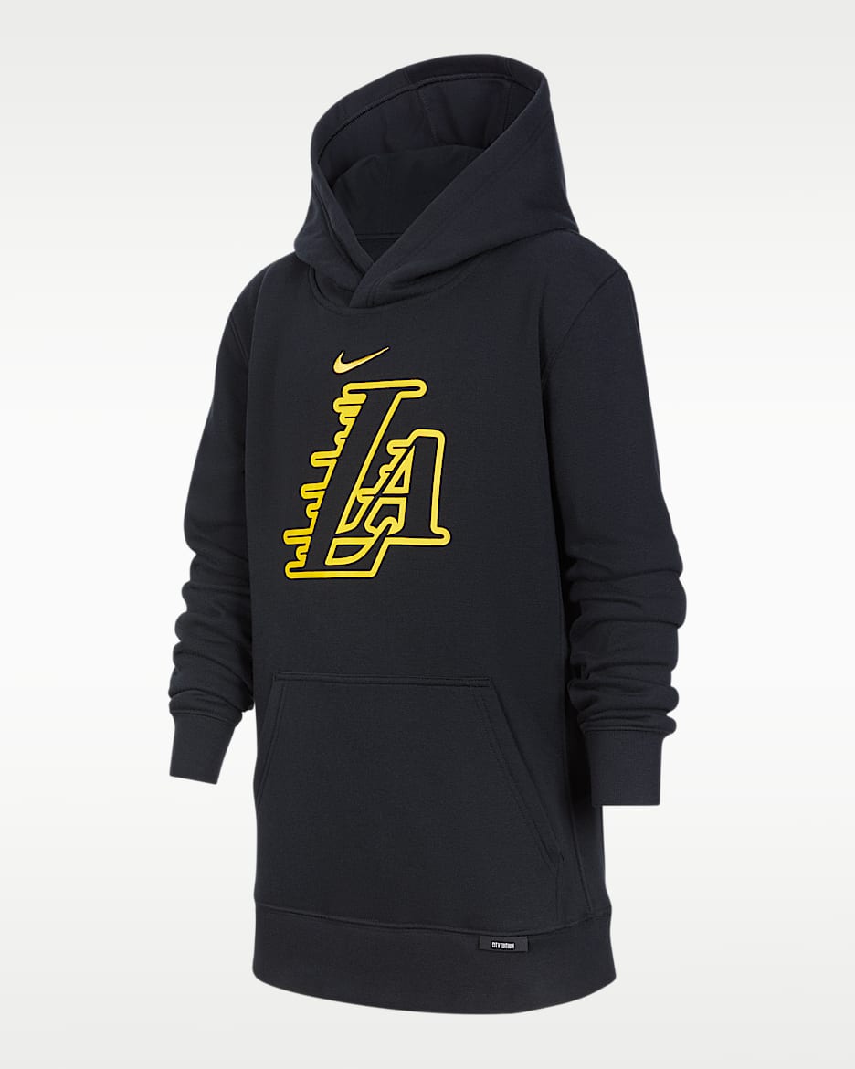 洛杉矶湖人队 City Edition Nike Club Fleece 大童（男孩）加绒连帽衫 - 黑