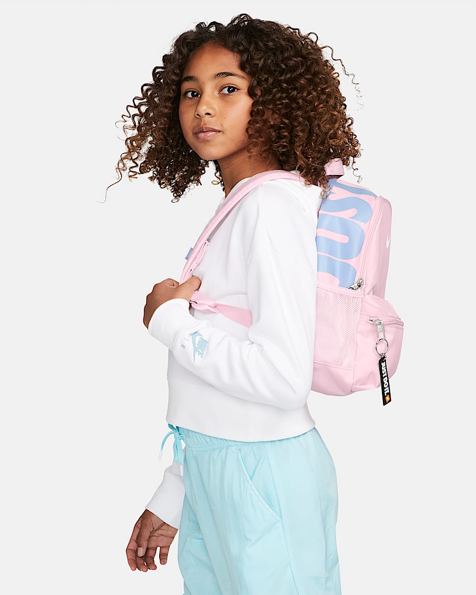 Nike Brasilia JDI 儿童双肩包 - 泡沫粉/白色/狂喜钴蓝