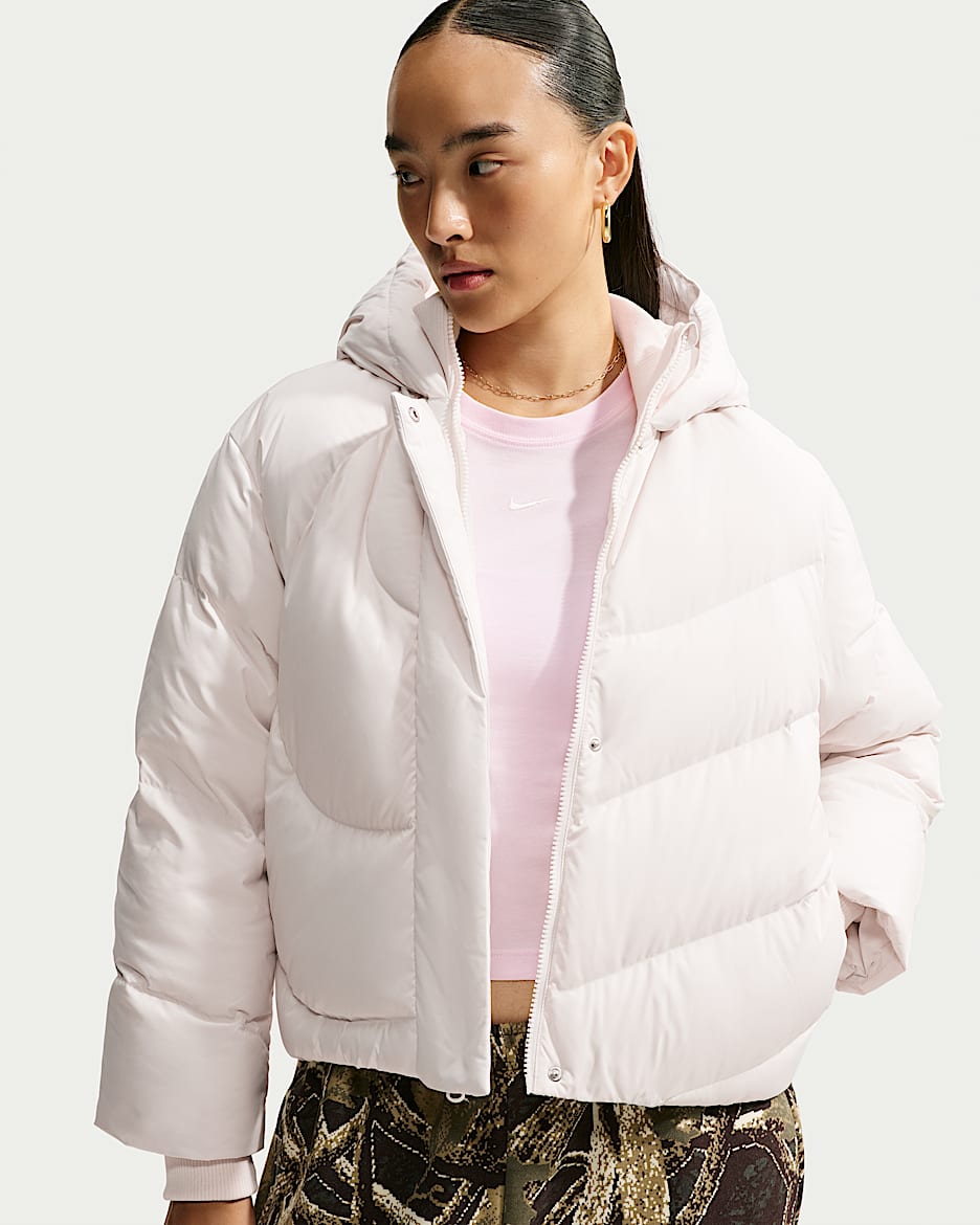 Nike Sportswear Swoosh Series Storm-FIT 女子防风拒水宽松连帽羽绒夹克 - 幻影灰白/幻影灰白/幻影灰白