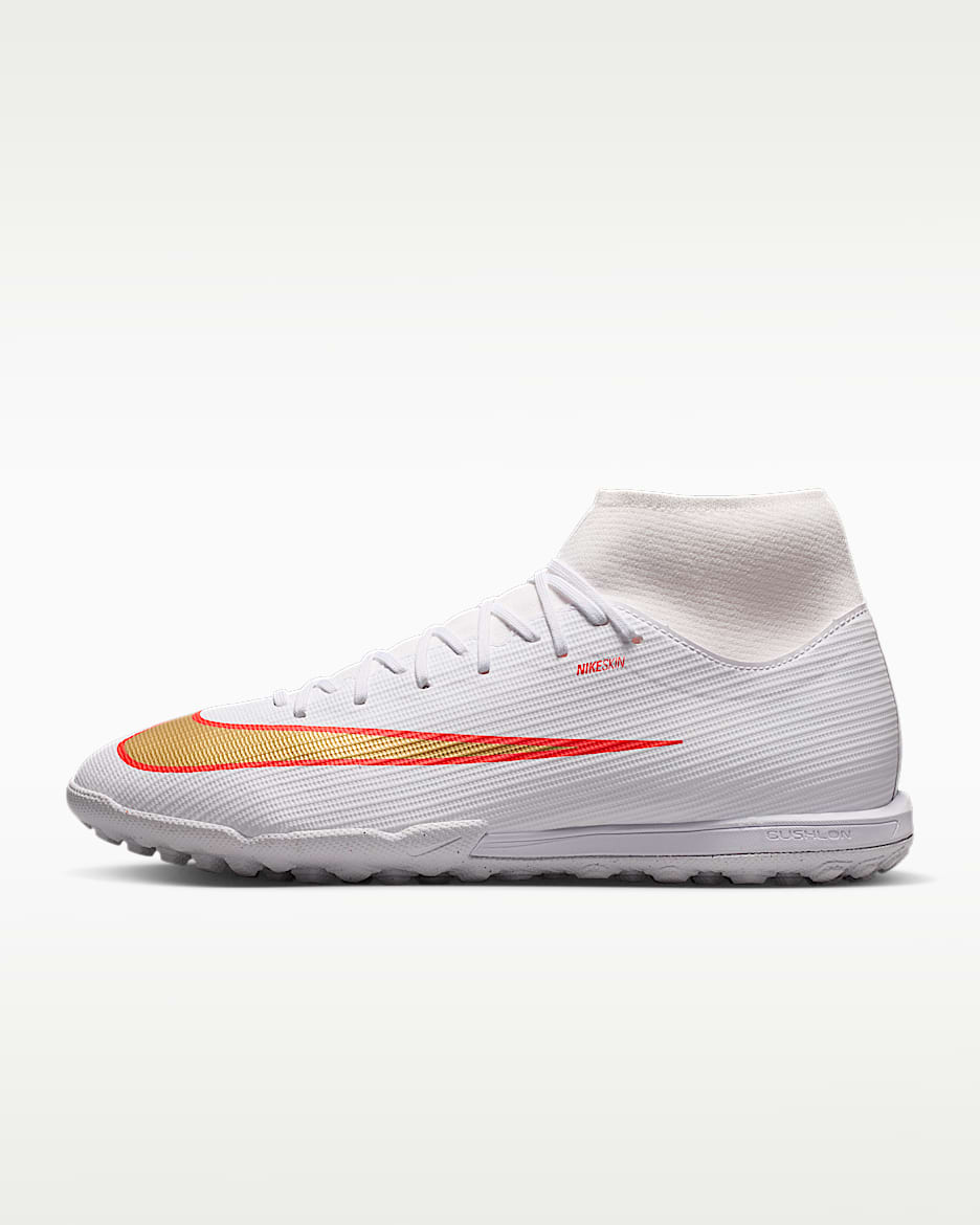 Nike Mercurial Superfly 11 Academy 耐克刺客系列男/女 TF 人造场地高帮足球鞋 - 白色/亮深红/朦胧金