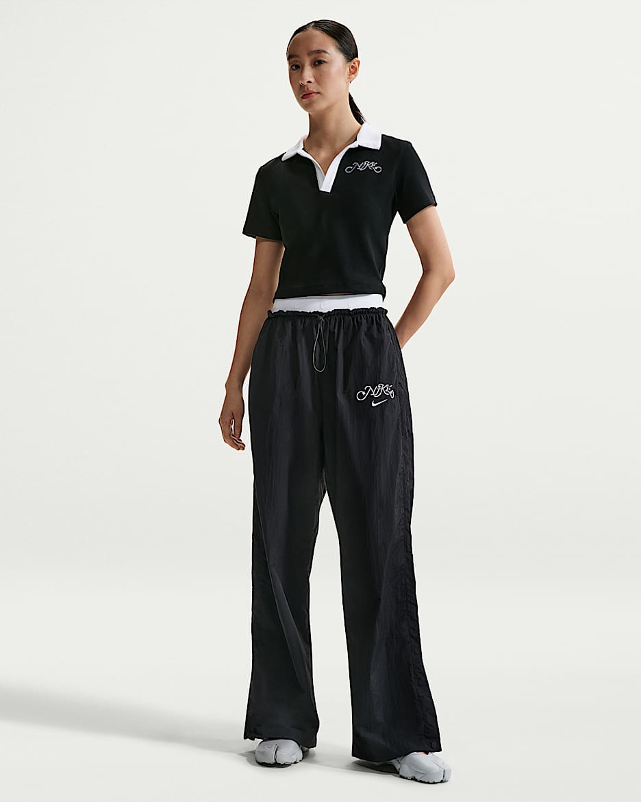 Nike Sportswear 女子高腰降落伞长裤 - 黑