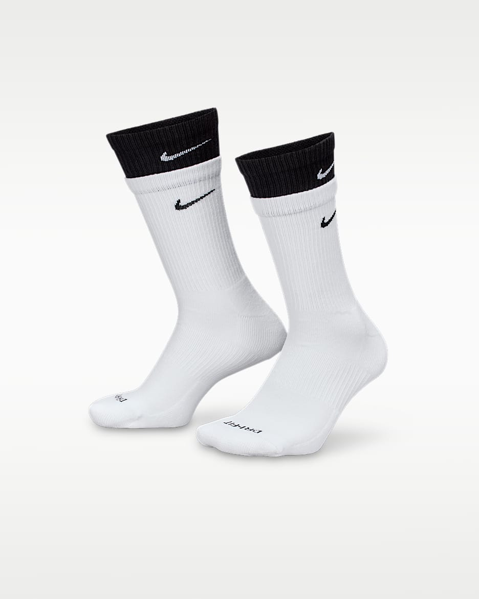 Nike Everyday Plus 舒适速干中筒训练袜(1 双) - 白色/白色/黑