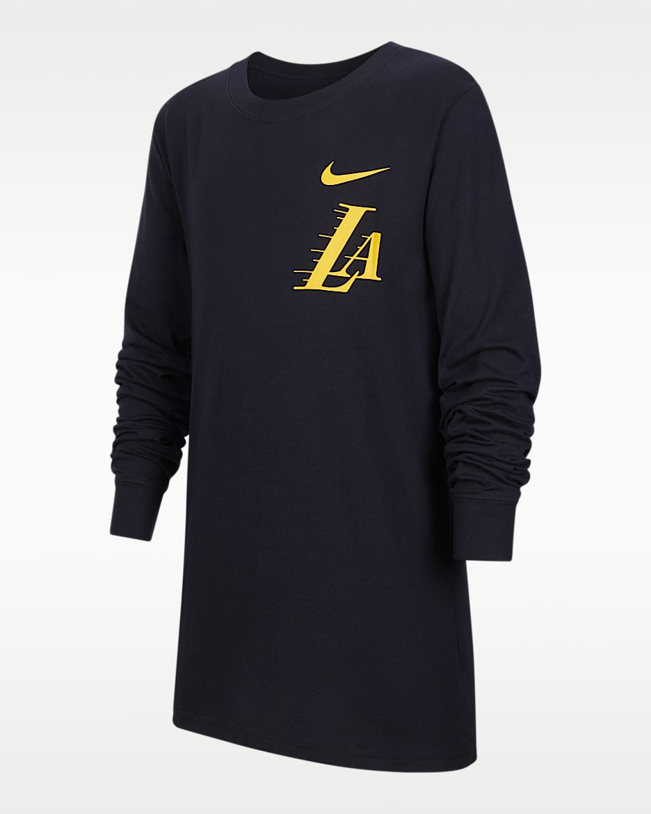 洛杉矶湖人队 City Edition Nike 大童（男孩）长袖T恤 - 黑