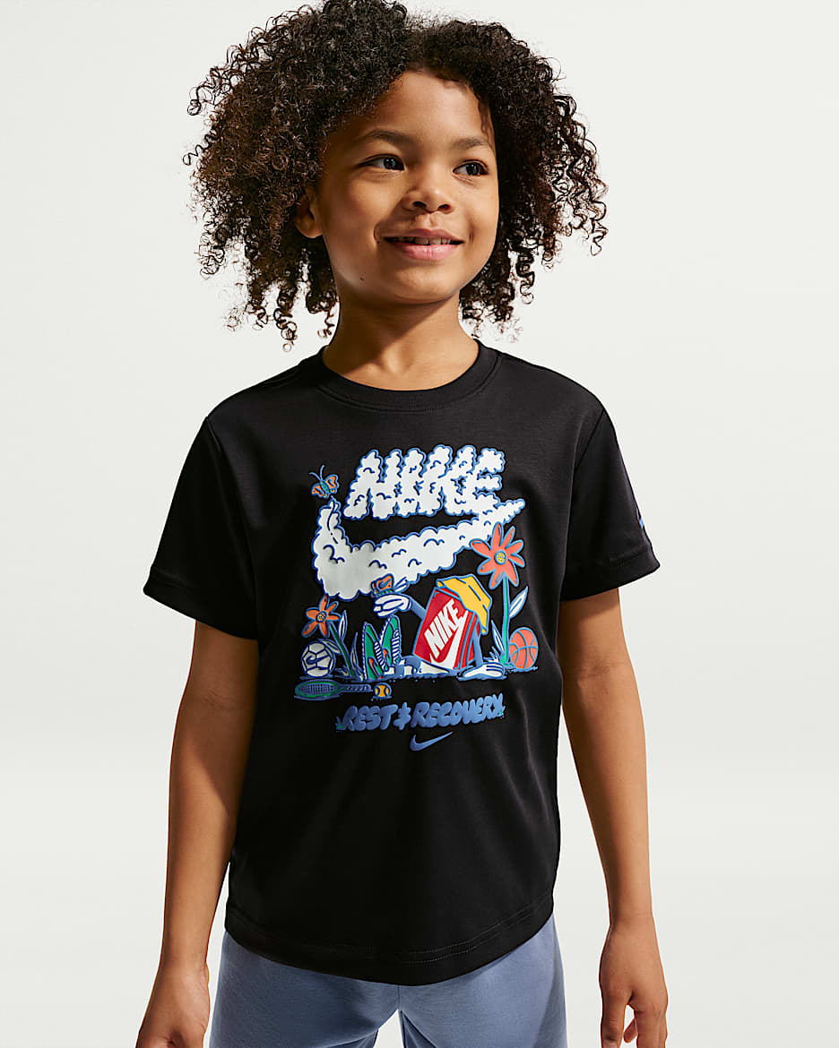 Nike Cloudy 幼童印花T恤 - 黑