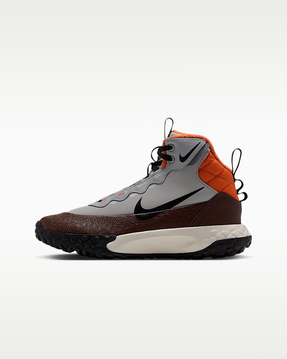 Nike Terrascout 耐克小探索家大童反光装饰运动靴 - 雾灰/安全橙/浅巧克力色/黑