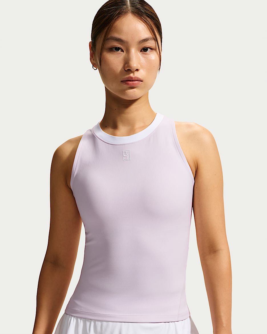 NikeCourt Advantage Dri-FIT 女子速干网球背心 - 浅紫丁香色/白色
