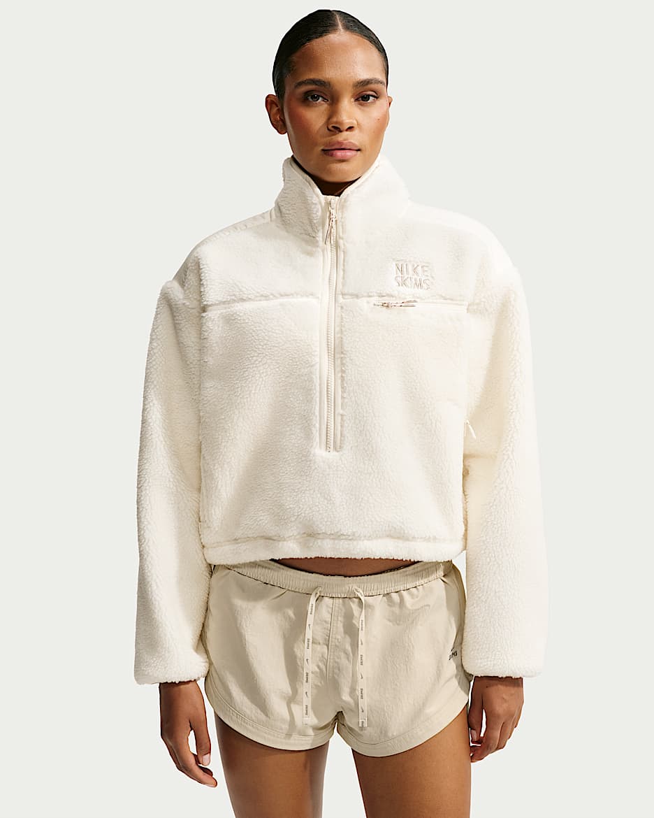 NikeSKIMS Sherpa 女子 Oversize 风仿羊羔绒上衣 - NSKM Ecru/NSKM Ecru