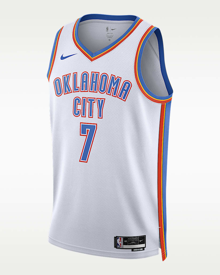 俄克拉荷马城雷霆队切特·霍姆格伦 (Chet Holmgren) Association Edition Nike Dri-FIT NBA Swingman Jersey 男子速干球衣 - 白色