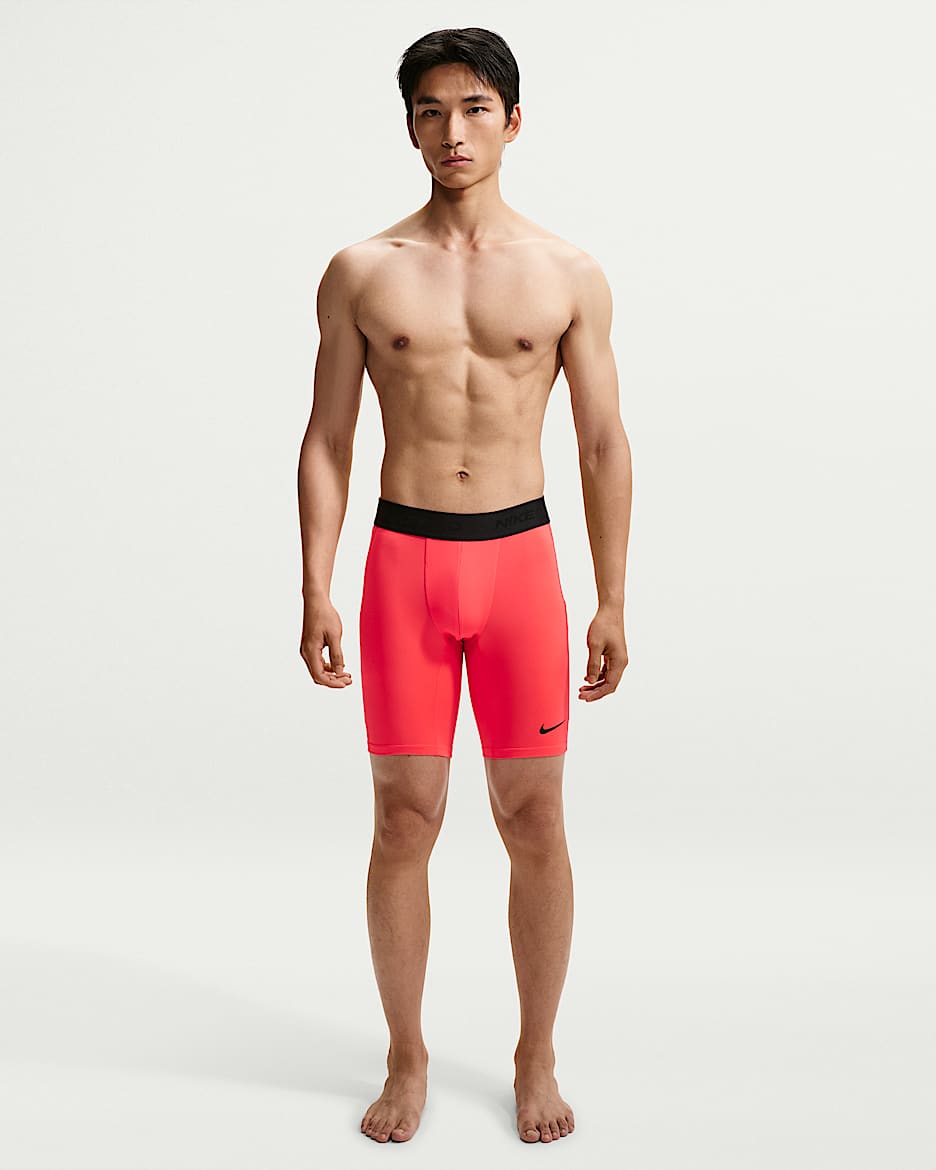 Nike Pro Dri-FIT 男子速干紧身训练短裤 - 激光红/黑