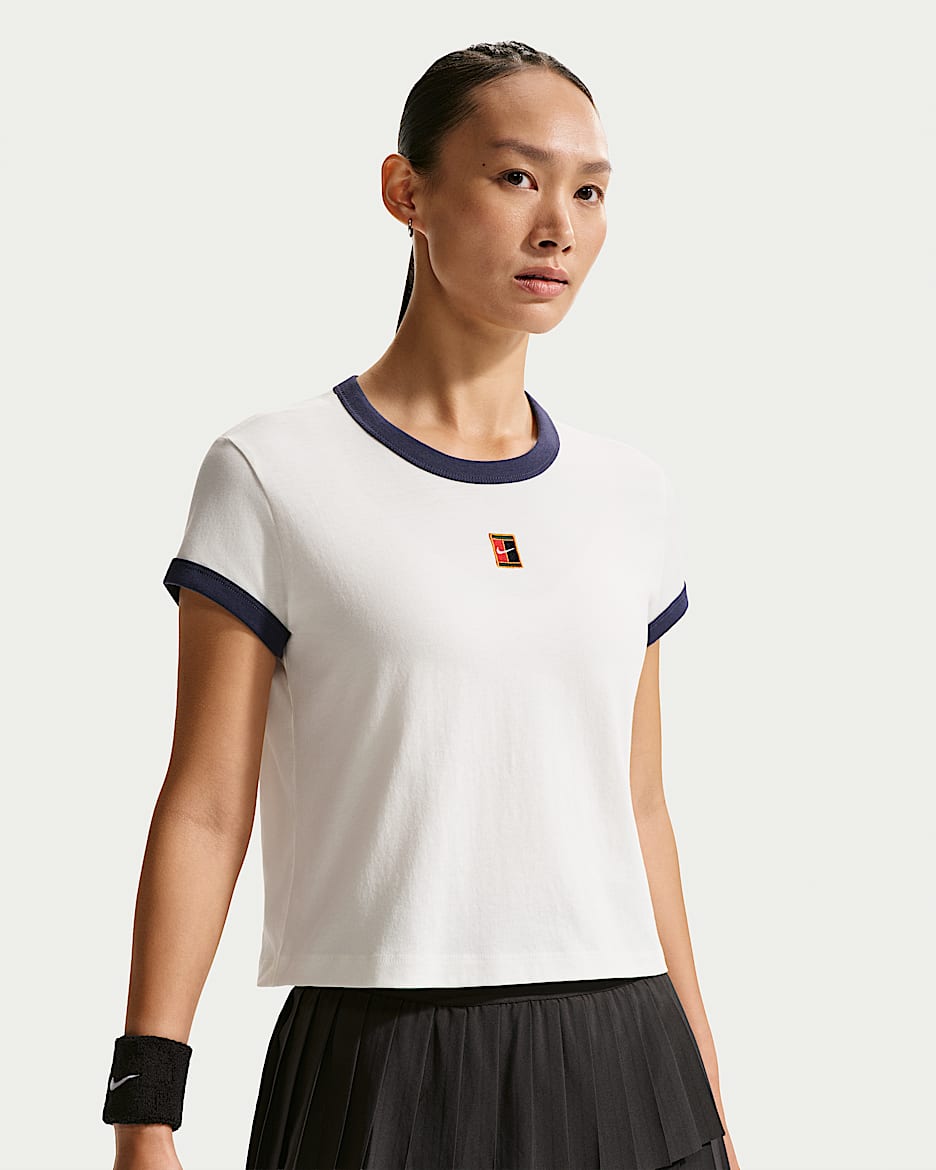 Nike Heritage 女子短袖网球T恤 - 帆白/深藏青