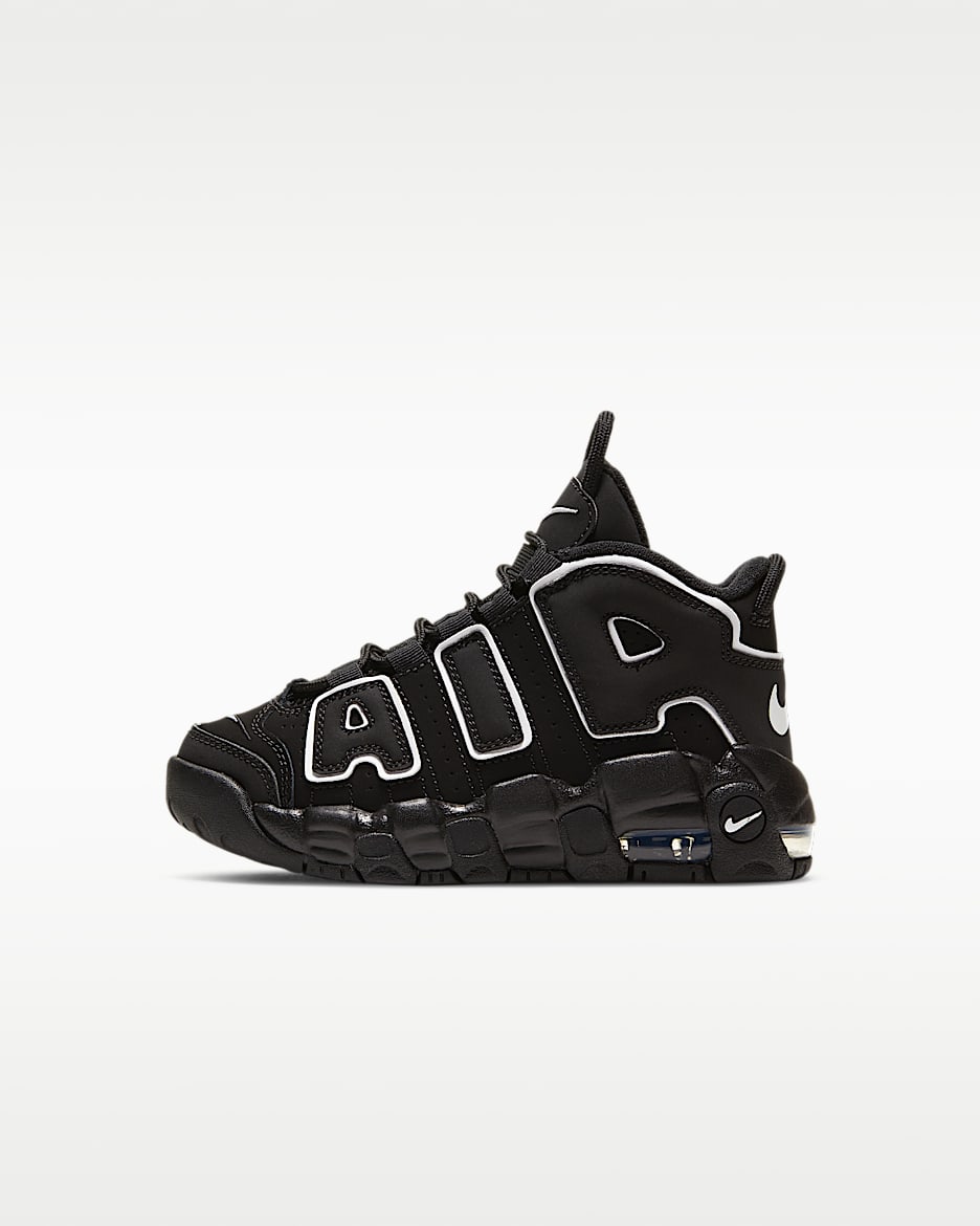 Nike Air More Uptempo (PS) 幼童运动童鞋 - 黑/黑/白色