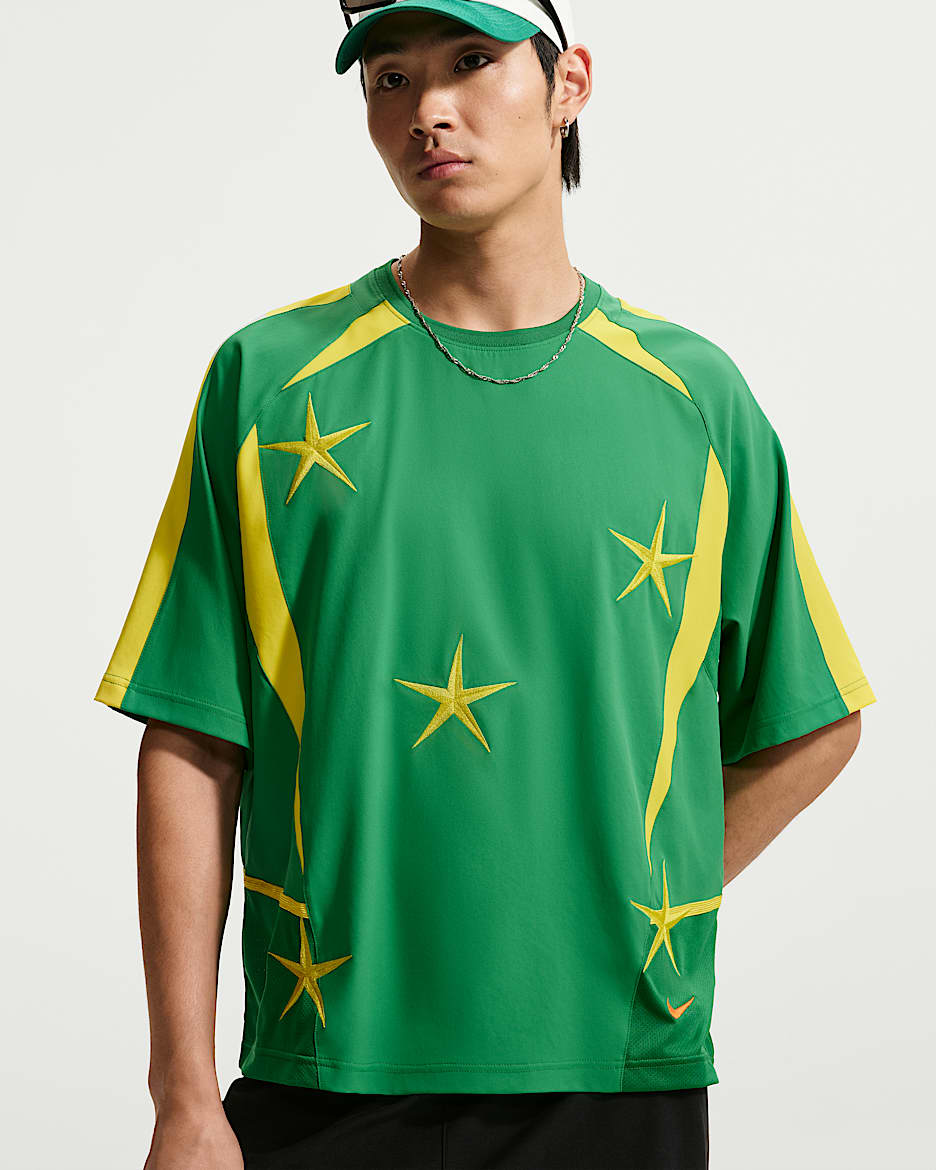 Nike "Your Message Here" 男子短袖足球球衣 - 庭绿/发光黄/安全橙