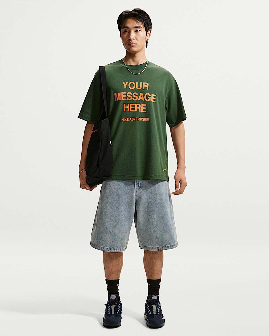 Nike "Your Message Here" 男子牛仔短裤 - 牛仔蓝/黑/安全橙