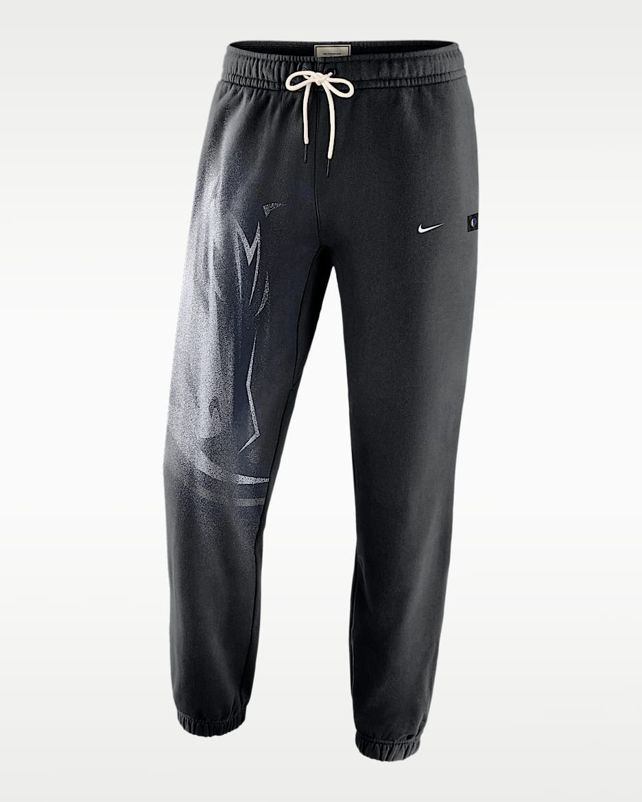 达拉斯独行侠队 Nike Standard Issue 耐克篮球小标系列男子加绒篮球长裤 - 黑/白色