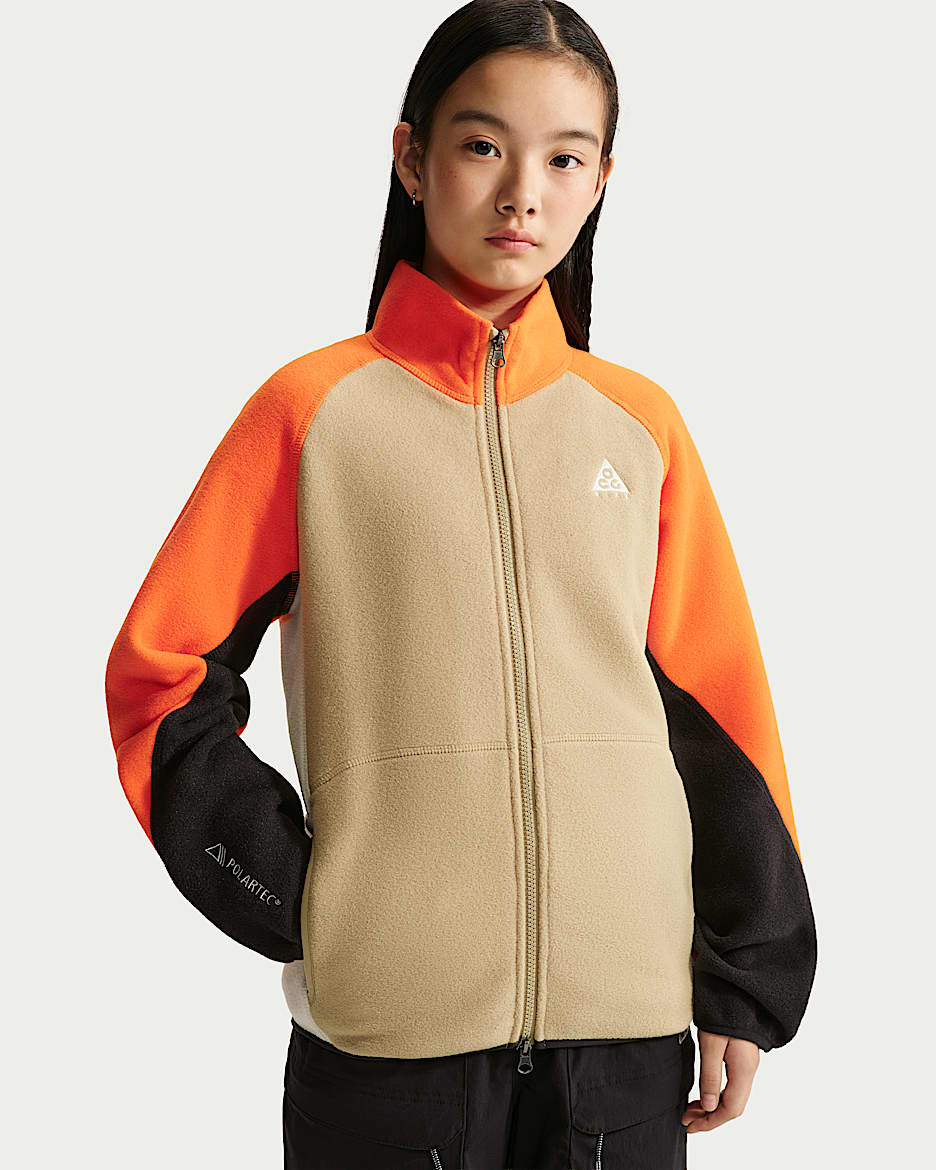 Nike ACG 大童摇粒绒徒步夹克 - 安全橙
