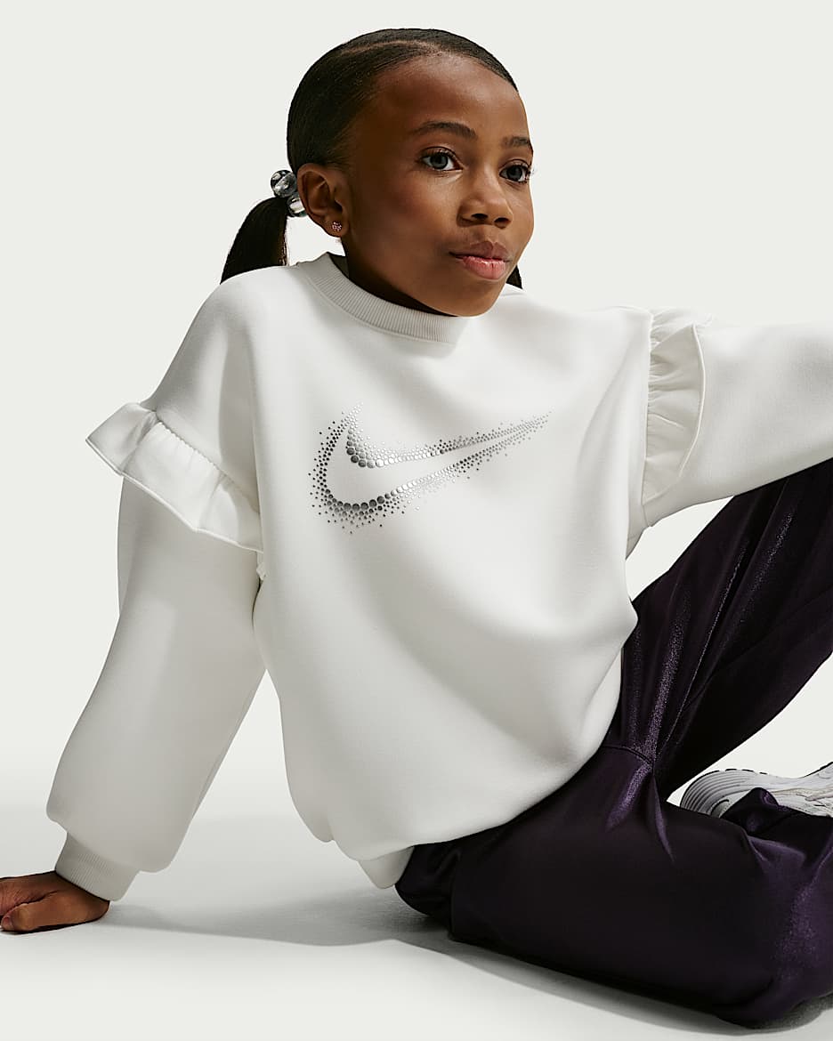 Nike Sparkle 幼童荷叶边装饰圆领上衣 - 帆白