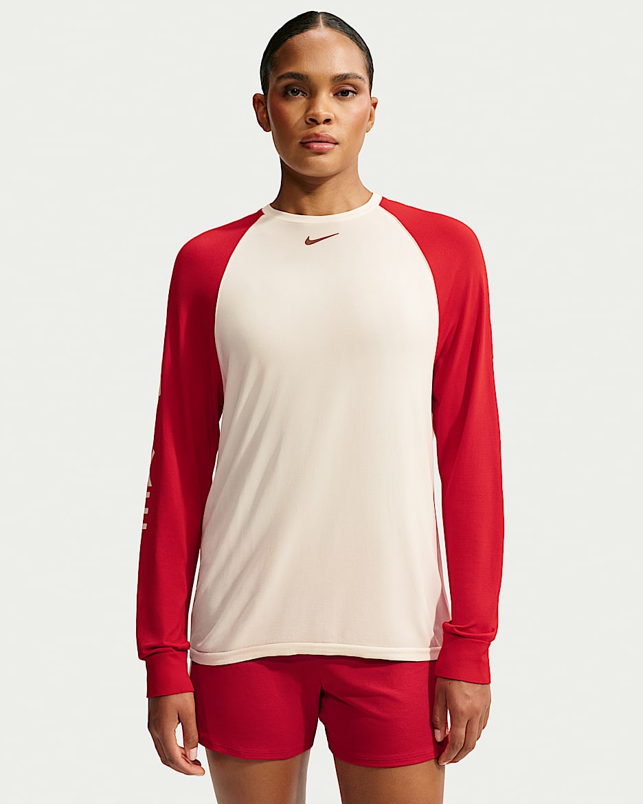NikeSKIMS Stretch Knit 2.0 女子速干长袖上衣 - NSKM Ecru/运动红