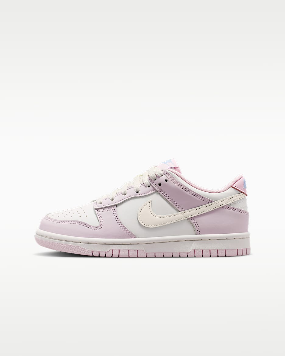 Nike Dunk Low 大童运动鞋 - 帆白/帆白/浅紫丁香色/幻影灰白