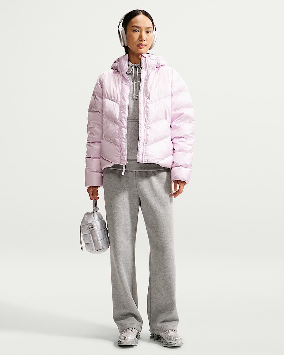 Nike Studio Fleece Medium Weight 女子中克重加绒中腰直筒长裤 - 调色暗灰/帆白
