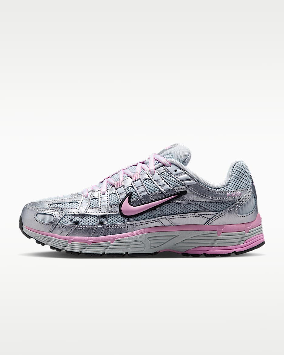Nike P-6000 女子运动鞋 - 白金色/金属银/黑/上升粉
