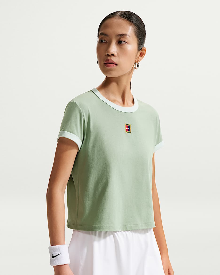Nike Heritage 女子短袖网球T恤 - 温和灰绿/微绿