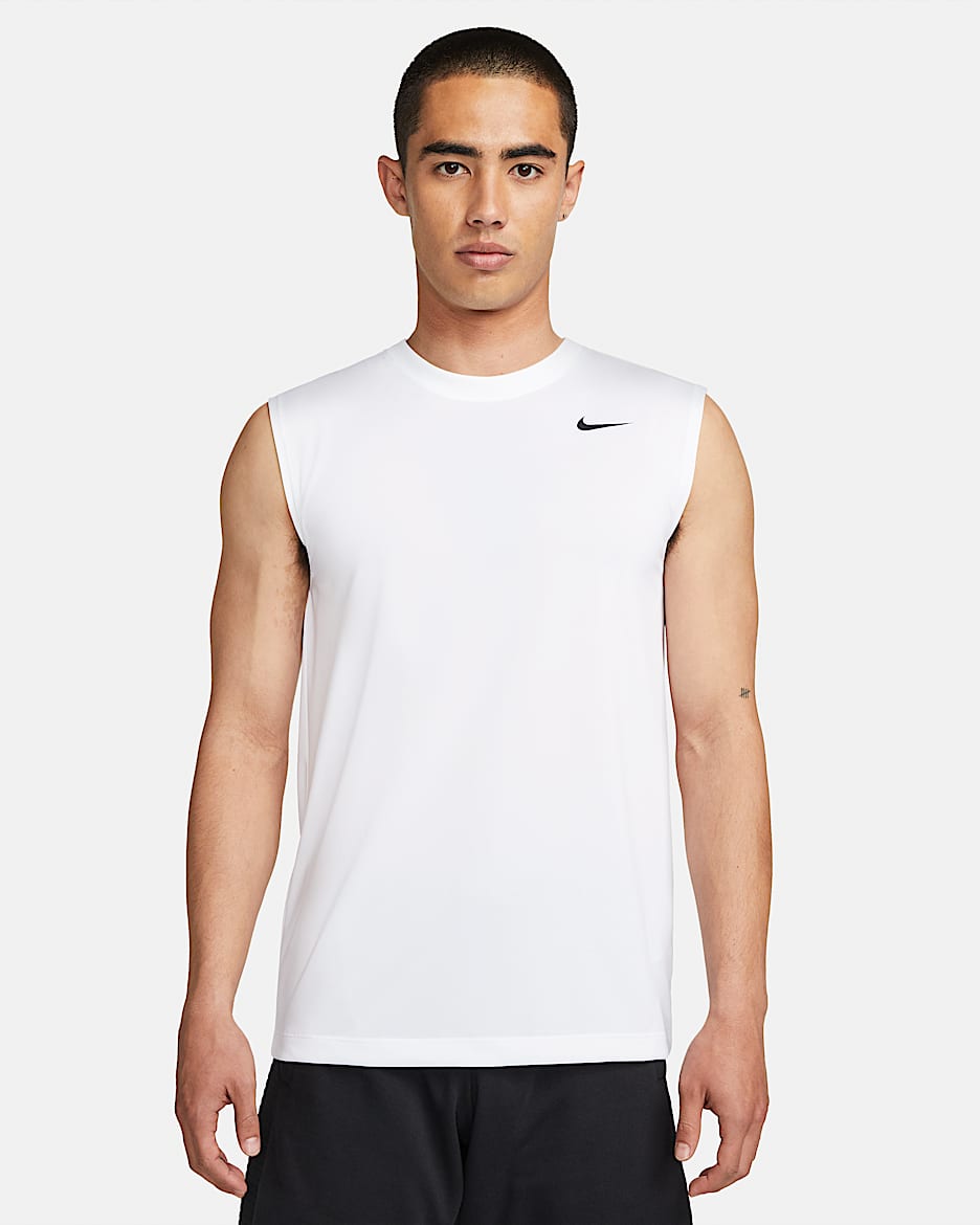 Nike Dri-FIT Legend 男子速干无袖训练T恤 - 白色/黑