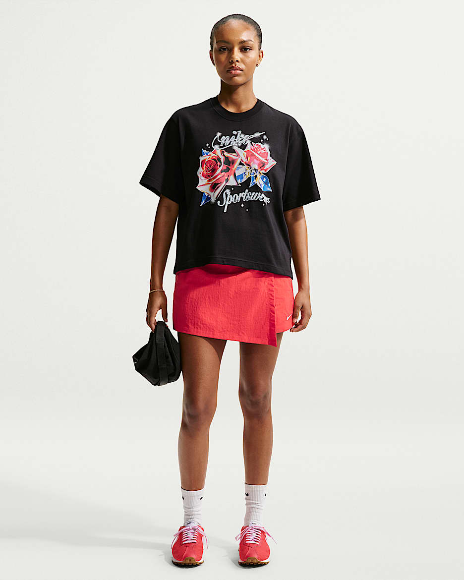 Nike Sportswear 女子中腰裤裙 - 浅深红/帆白