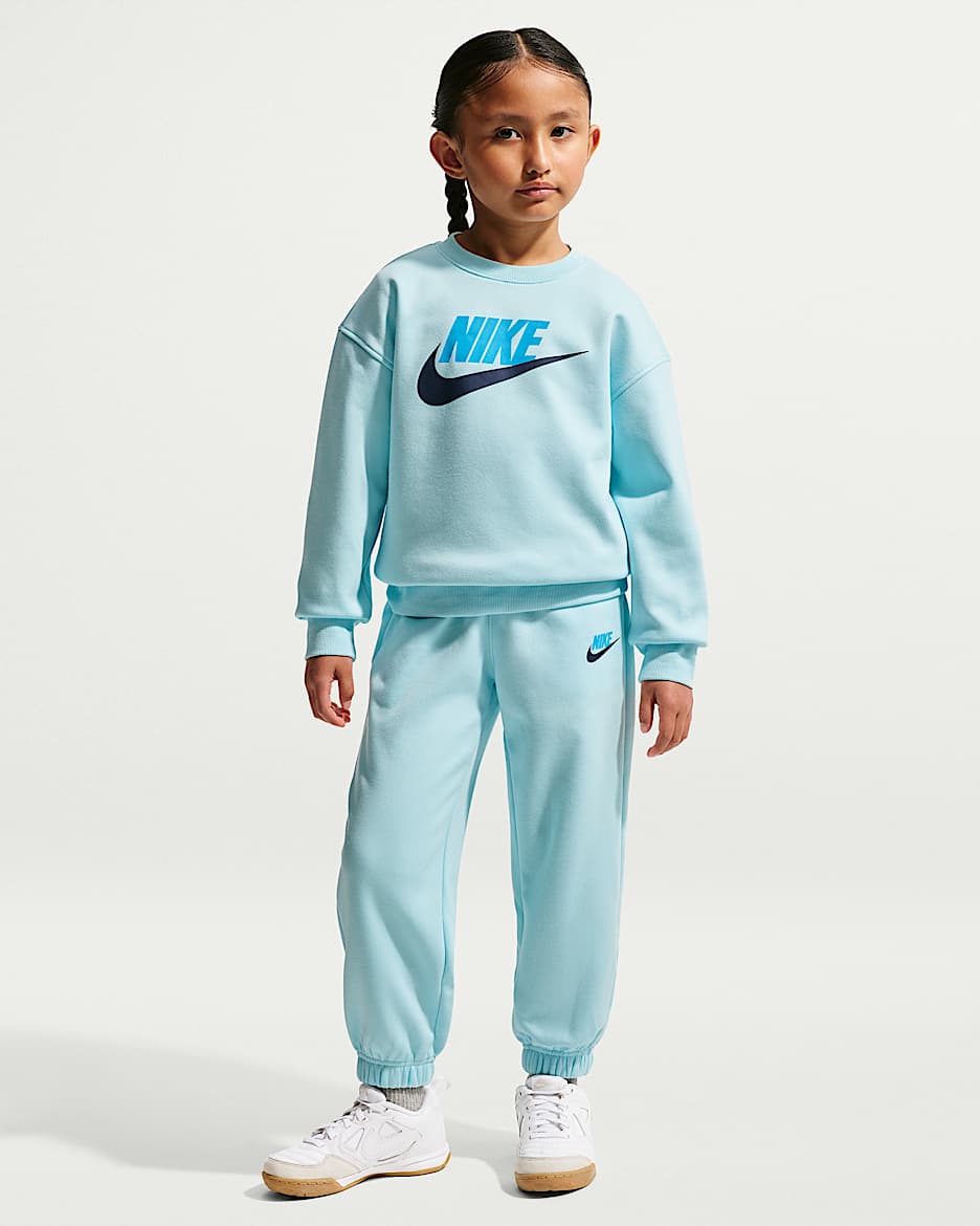 Nike 幼童柔软加绒圆领上衣和长裤套装 - 冰川蓝