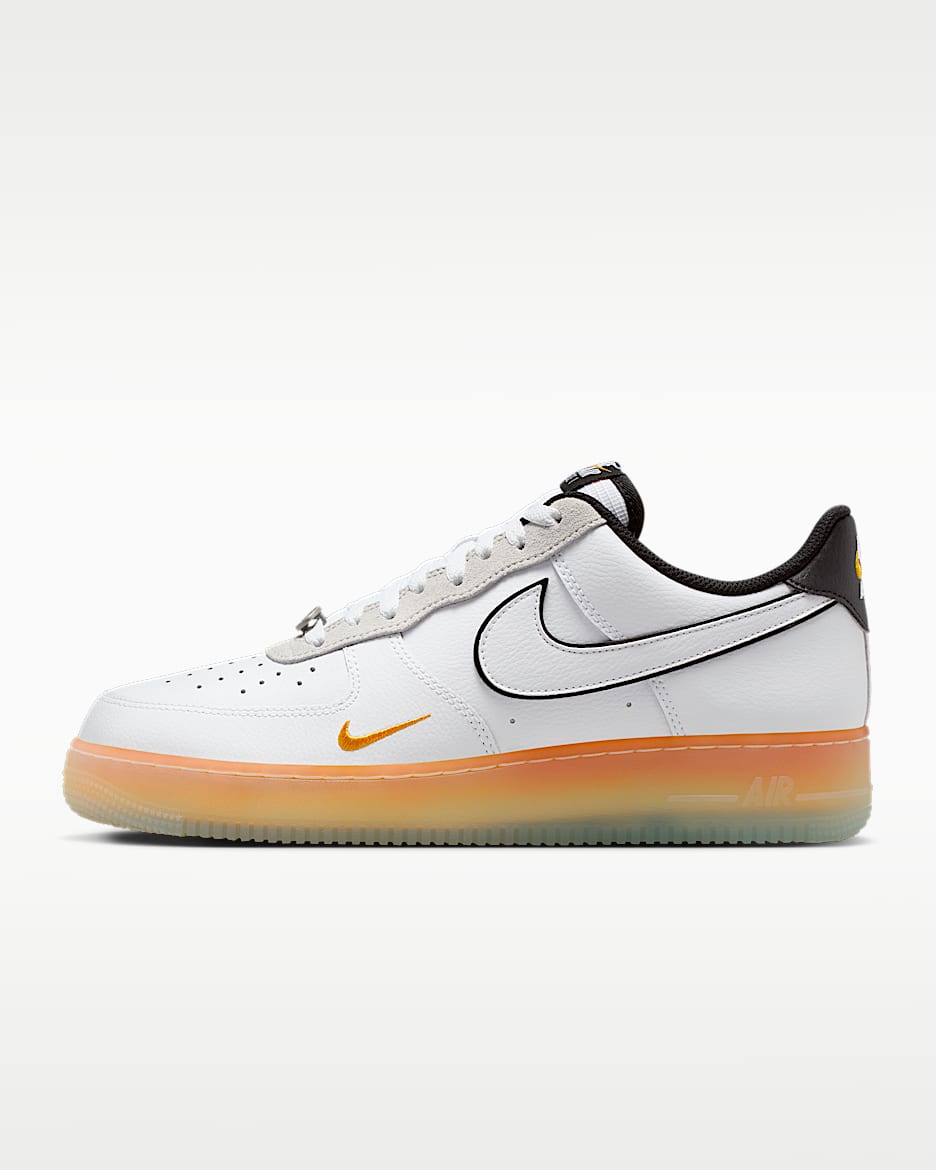 Nike Air Force 1 '07 男子空军一号运动鞋 - 白色/黑/橘皮黄/白色