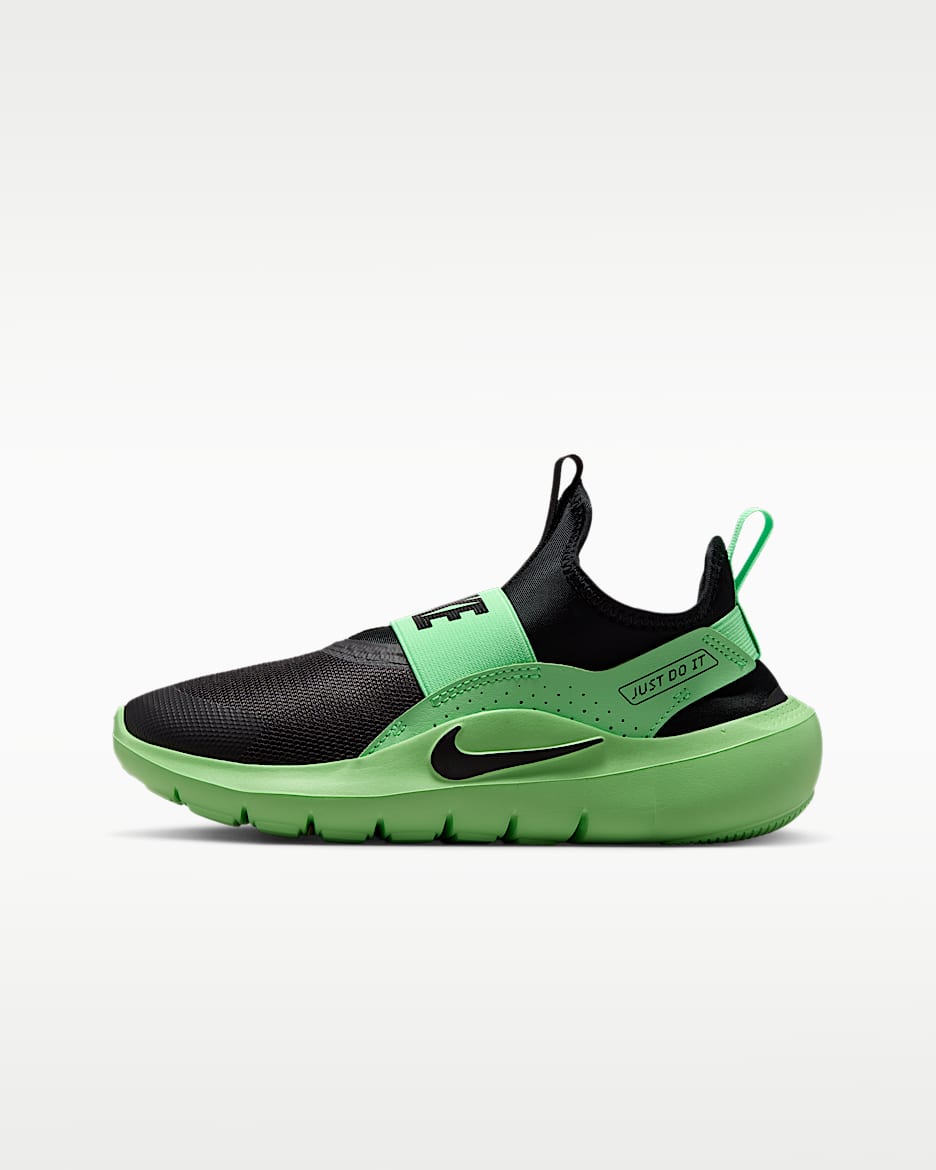 Nike Flex Runner 4 大童一脚蹬跑步鞋 - 黑/梦幻绿/黑